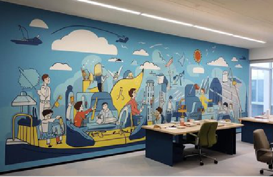 江陵办公室墙绘的特点。