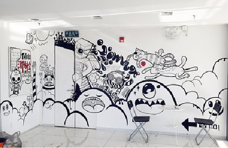 江陵手绘墙并非传统涂鸦。